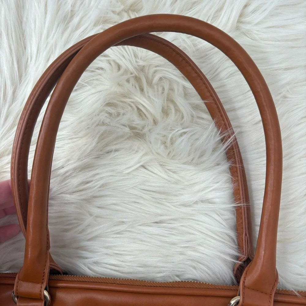 EDODAY‎ Camel Genuine Leather Laptop bag Zipper Multi Pocket 16x11